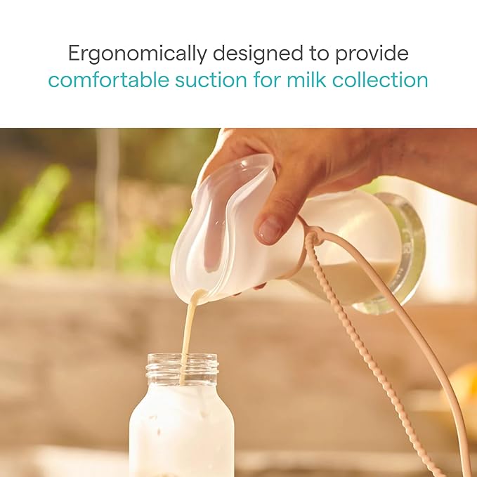 Munchkin Manual Breast Pump for Breastmilk, Food Grade Silicone, BPA Free, 4 Ounce - Portable Breastfeeding Essential for Expressing Milk at Home, Work, and On The Go, Clear/Pink