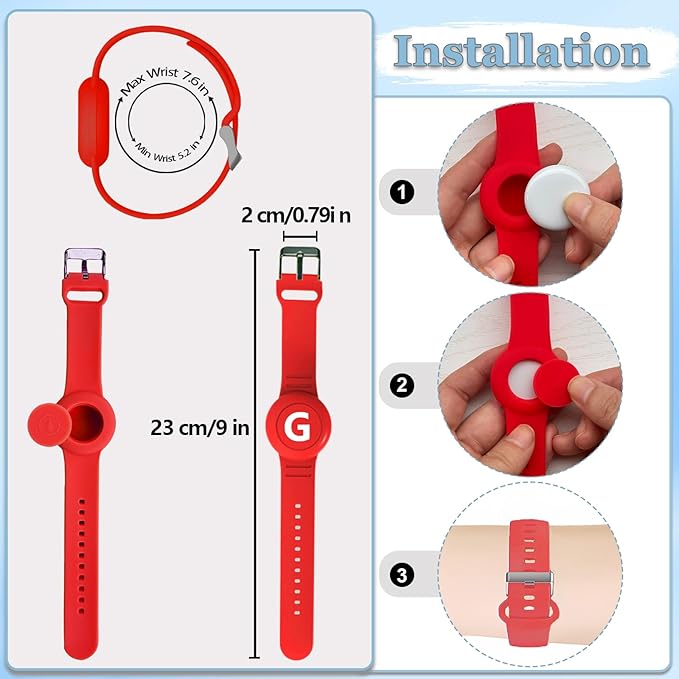 Waterproof Bracelet for AirTag Kids, Personalized Initial Letter Hidden Holder Compatible with Air Tag, Silicone Case for Airtag Adjustable Anti-Lost GPS Tracker for Toddler Child Elder, G