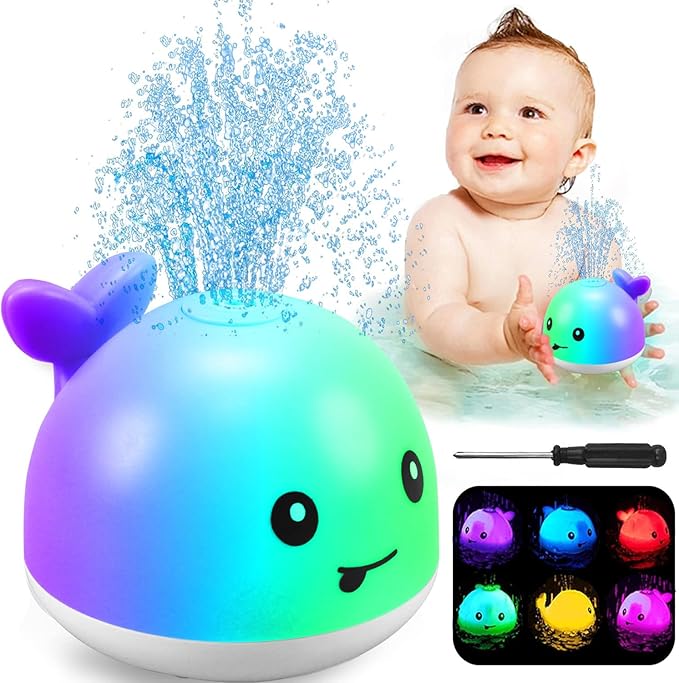 ZHENDUO Baby Bath Toys, Whale Spray Water Bath Toy, Sprinkler Bathtub Shower Toys for Toddlers Kids Boys Girls, Pool Toy for Baby (White)