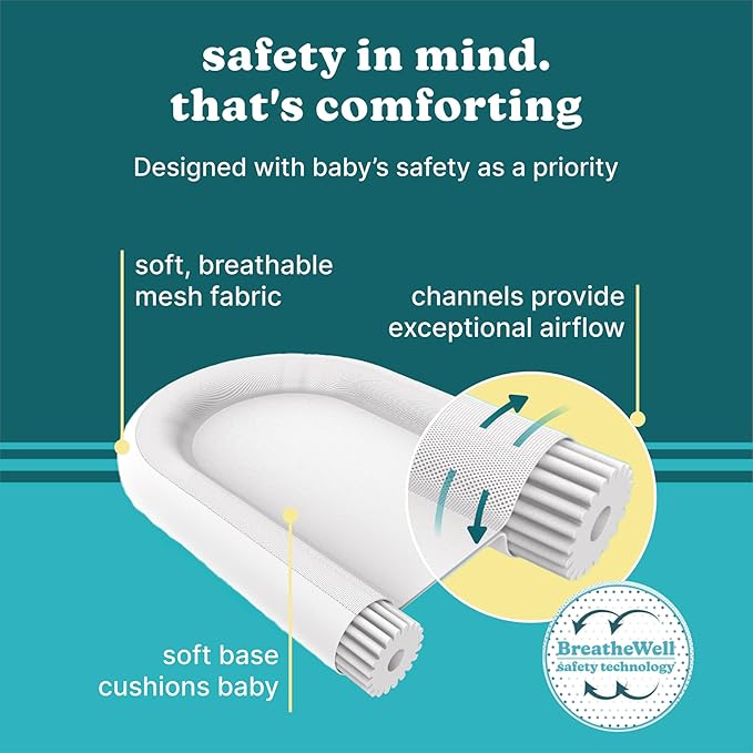 MyBaby 3-in-1 Calming Baby Cushion, Soothing Comfort for Newborns & Infants, Snuggling Sensation, Sound and Vibration, Designed for Safety, Rechargeable & Machine-Washable, by Homedics, Tan