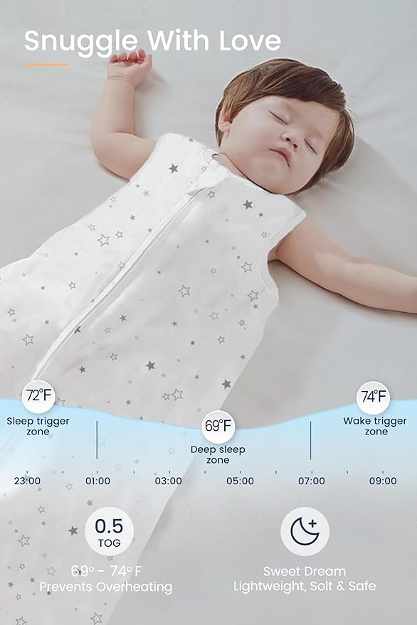 TotAha Space Toddler Sleep Sack 2T-3T-4T,0.5 TOG Lightweight, Stretchy, Silky Sleep Bag, Buttery Soft Wearable Blanket Baby Sleeping Sacks With 2-way Safe Zipper