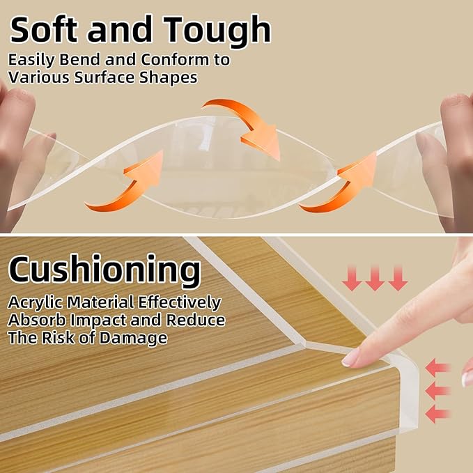 Clear Edge Protector,Safe Corner Protector, Anti-Sharp Edge Protector, for Furniture, Drawers, Tables, Cabinets 0.8inX16.4FT