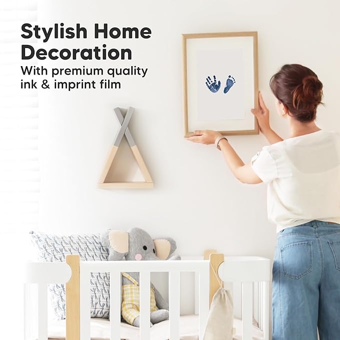 4-Pack Inkless Baby Hand and Footprint Kit - Mess Free Ink Pad for Newborn Keepsake, Dog Nose & Paw Print Kit, Clean Touch Ink Pad for Baby Hand & Footprints, Ideal New Mom Gifts (Navy)