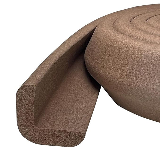 Kidkusion Baby Proof Edge Guards for Safety | Made in The USA | 18 Feet | Brown | Edge Protectors for Furniture, Tables, Fireplaces | Heavy Duty Tape Included