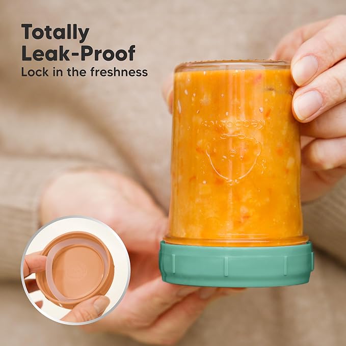 KeaBabies 4pk 8oz Glass Baby Food Containers with Lids - Leak-Proof, Microwavable Small Glass Jars, Baby Purees & Toddler Snack Storage Containers, BPA-Free, Dishwasher & Freezer Safe (Kea)