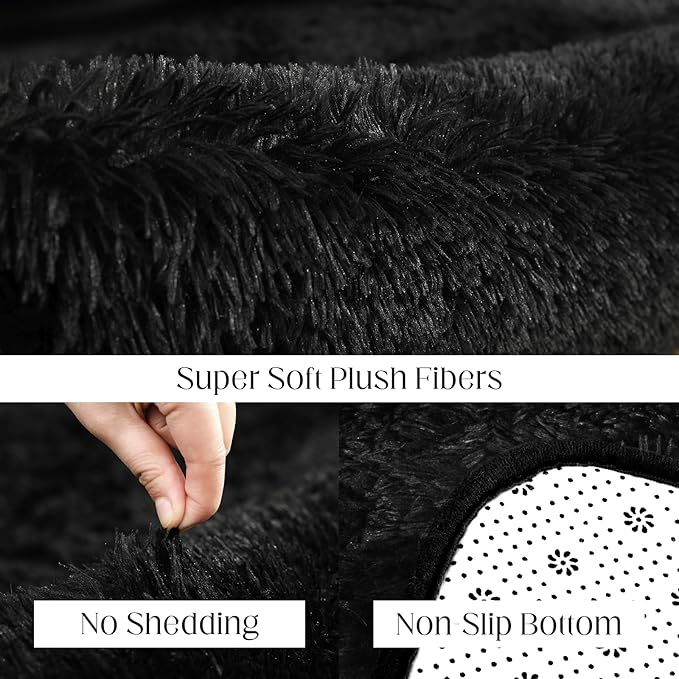4x6 Black Rug, Area Rugs for Living Room, Soft Plush Area Rugs for Bedroom, Non-Slip Indoor Carpet for Nursery, Study Room, Playroom, Home Decor
