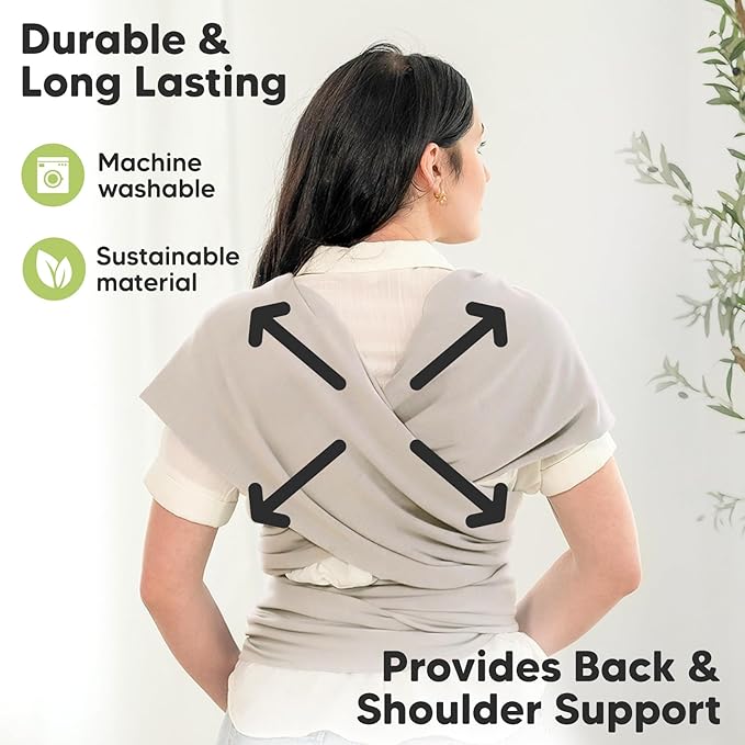 KeaBabies Baby Wrap Carrier - All in 1 Original Baby Carrier Newborn to Toddler Sling, Easy to Wear, Hands Free Bonding, Lightweight, Breathable Infant Wraps (Stone Gray)