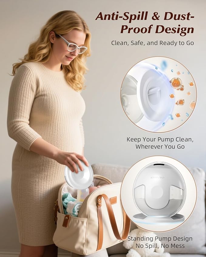 Hands Free Breast Pump, Wearable Breastfeeding Pump with 320mmHg Strong Suction, 19 Adjustable Levels & 4 Modes, Ultra-Quiet, Leak-Proof Design Portable Breast Pumps Electric (White, 2 Pack)