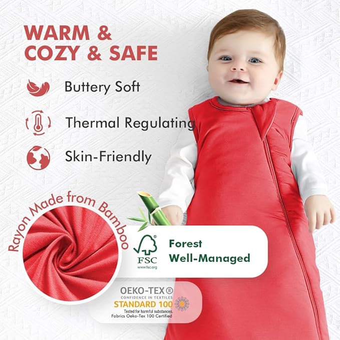 HAPIU Unisex Rayon Made from Bamboo Baby Sleep Sack TOG 1.0, 2-Way Zipper YKK, Wearable Blanket Baby