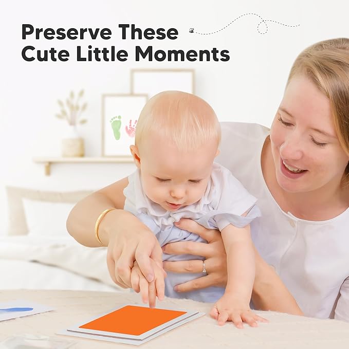 4-Pack Inkless Baby Hand and Footprint Kit - Mess Free Ink Pad for Newborn Keepsake, Dog Nose & Paw Print Kit, Clean Touch Ink Pad for Baby Hand & Footprints, Ideal New Mom Gifts (Candy, L)