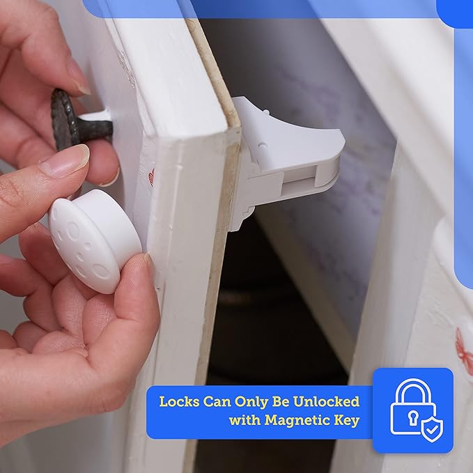 Eco-Baby Universal Replacement Keys for Magnetic Cabinet Locks [3 Universal Keys] Child Safety for Drawers and Cabinets - 3 Keys for Child Proof Kitchen Bathroom Cabinet Locks