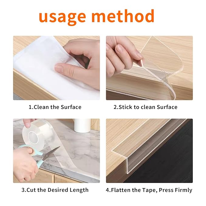 Edge Protector Strip for Furniture,Table Corner Protectors,0.8in x 9.84Ft,3 Rolls,Cabinet Bumpers,Clear Soft Corner Guards,Wall Corner Protector,Safe for Proof