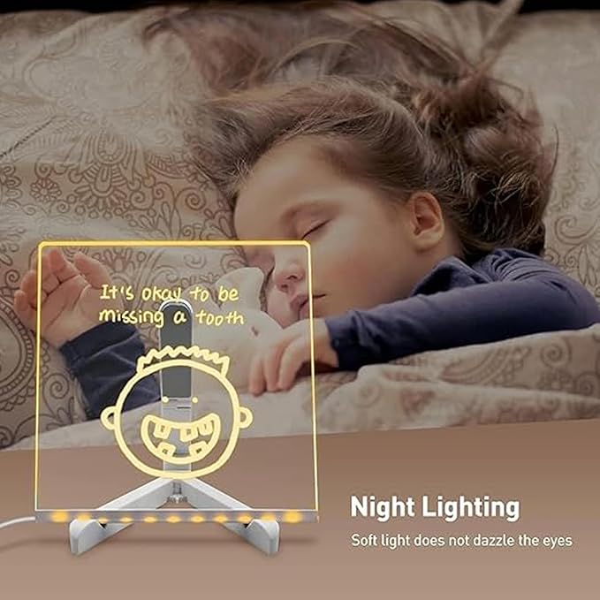 LED Note Board with Colors, Acrylic Dry Erase Board with Light,Stand as a Glow Memo Letter Board Note Glass Led White Board with 7 Pen for Office School Home (11.8 * 7.9in)