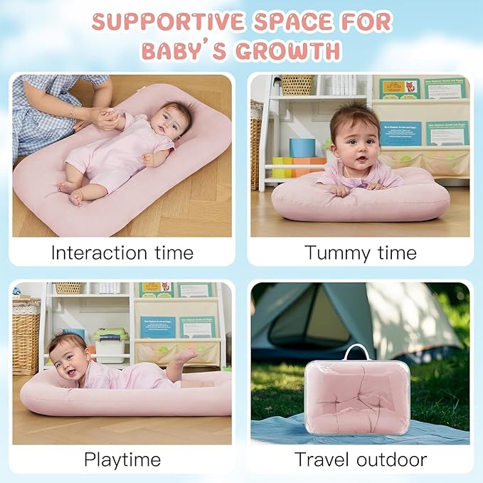 Baby Lounger for Newborn, Bionic Design Baby Lounger, Soft Organic Cotton Breathable Lounger for Infants 0-18 Months (Yellow)
