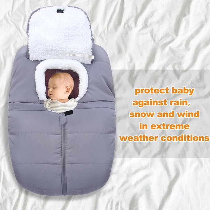 Fairy Baby Winter Car Seat Cover for Babies Carseat– Waterproof, Warm Car Seat Cover Baby – Universal Winter Cover for Back Seat, Infant Car Seat & Baby Carseat (Grey)