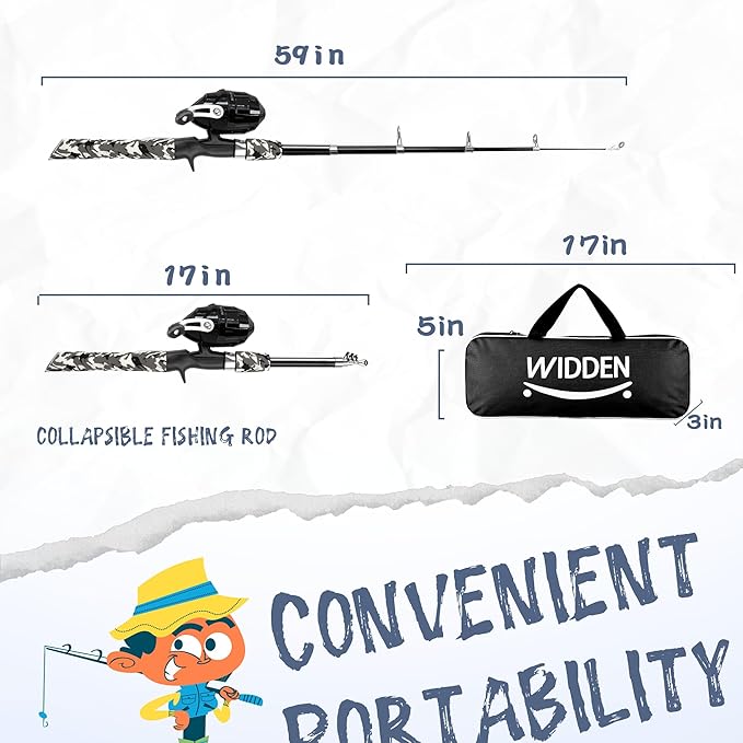 Kids Fishing Pole, Portable Telescopic Kids Fishing Poles for Boys and Girls, Fishing Rod and Reel Combo Kit with Tackle Box, and Fishing Net, Best Fishing Pole for Toddler Youth