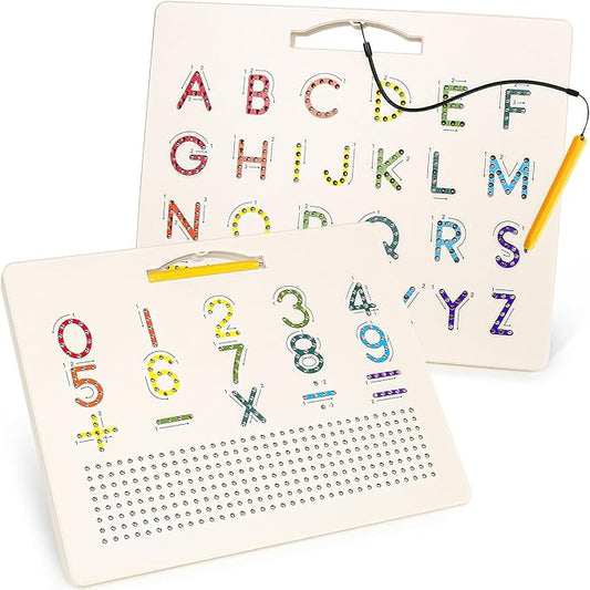 2 in 1 Magnetic Number Tracing Board, Magnetic Drawing Board Numbers 1-20 Writing Board Preschool Handwriting Learning Toys Alphabet & Math STEM Educational Toy for Toddlers Kids