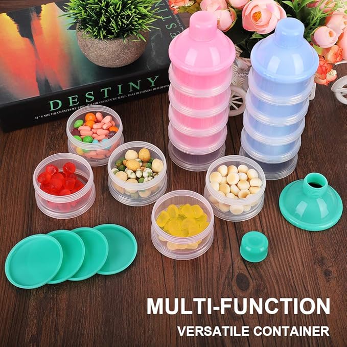 Accmor Formula Dispenser On The Go, 5 Compartments Stackable Formula Container for Travel, Baby Milk Powder Kids Snack Container, BPA Free