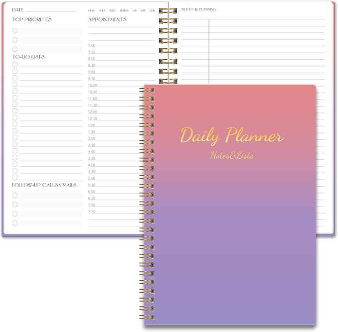 Cute Daily Planner Undated & To Do List Notebook for Work: With Hourly Schedule, 80 days Day on a Page Planner for Life Tasks - Day & Hour Agenda, Organizer Journal For Women or Men
