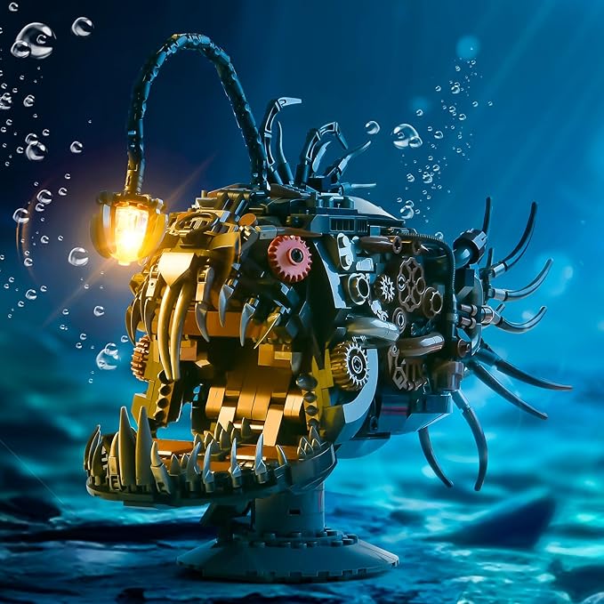 XITALAXU Mechanical Fish Building Sets,Ocean Animal Collection Toy,Adults Home or Office Decor,STEM Building Gift for Teens Boys and Girls 8-14 (1038PCS)