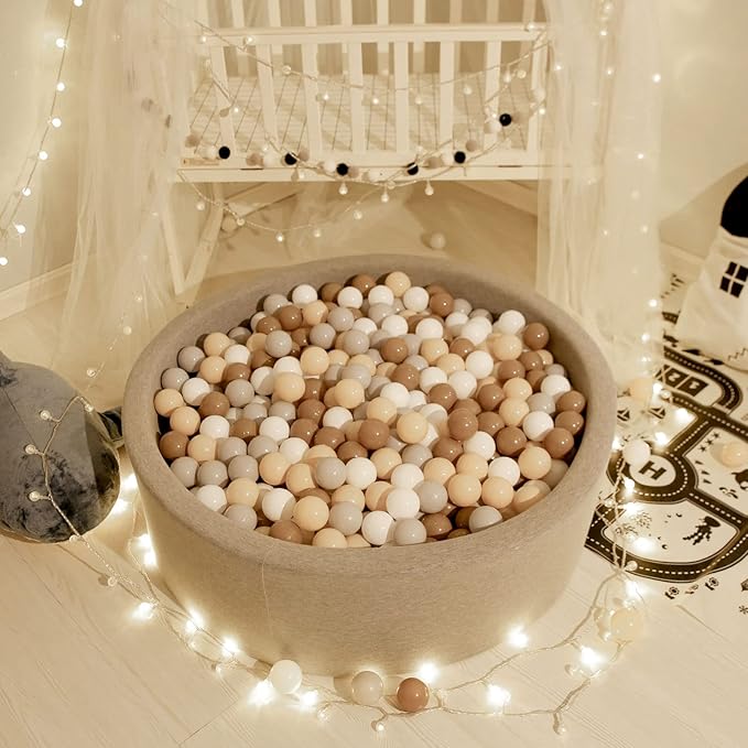 GOGOSO Balls for Ball Pit - Plastic Ball for Toddlers 1-3, Baby Kids Ball Pool Decoration 50 100 200 300 500 1000 (Grey+Coffee+ Beige+White, 50 Balls)