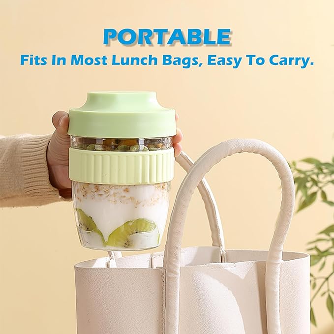 Breakfast On The Go Cups, Overnight Oats Containers With Lid And Folding Spoon, Take And Go Yogurt Cereal Snack Parfait Salad Containers For Lunch, Fruit & Vegetable Jar, 20 oz(Yellow)