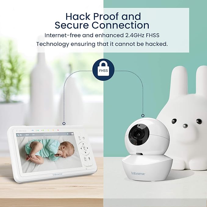 Babysense True Sleep HD Video Baby Monitor with Camera and Audio & Baby Sleep Breathing Movement Monitor, No Wifi, Non Wearable Non Contact Monitoring with 2 Under-Mattress Sensors, Full Crib Coverage