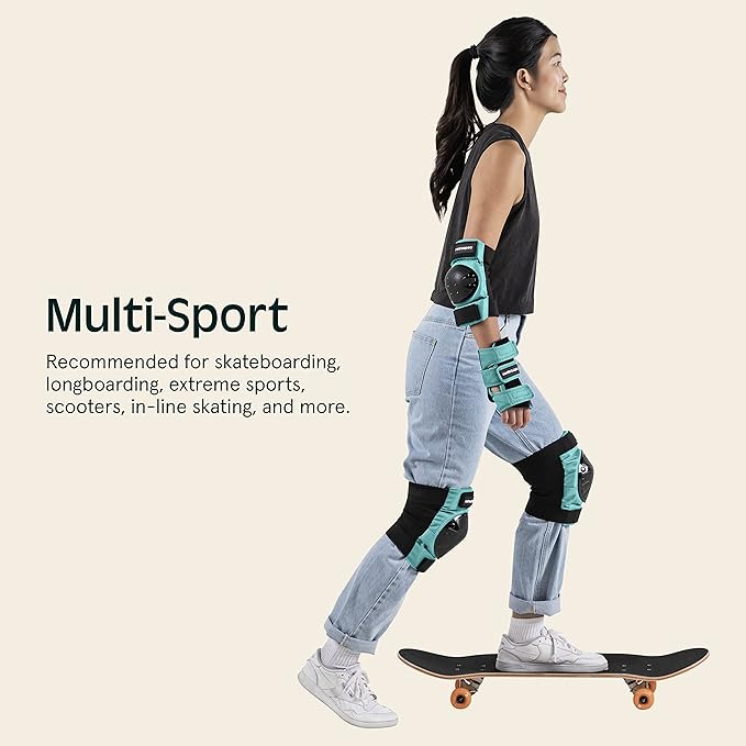 Retrospec Knee Pads, Elbow Pads & Wrist Guards for Men, Women & Kids - Protective Gear for Skateboarding, Roller Skate, Rollerblade, BMX & Scooter - Multi Sport Pad Set
