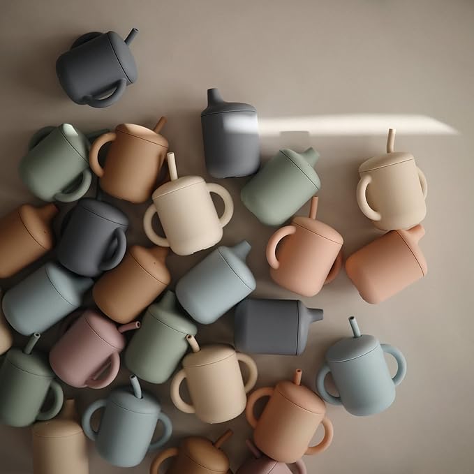 mushie 100% Silicone Baby Sippy Cup | 6 Months+ (Tradewinds)