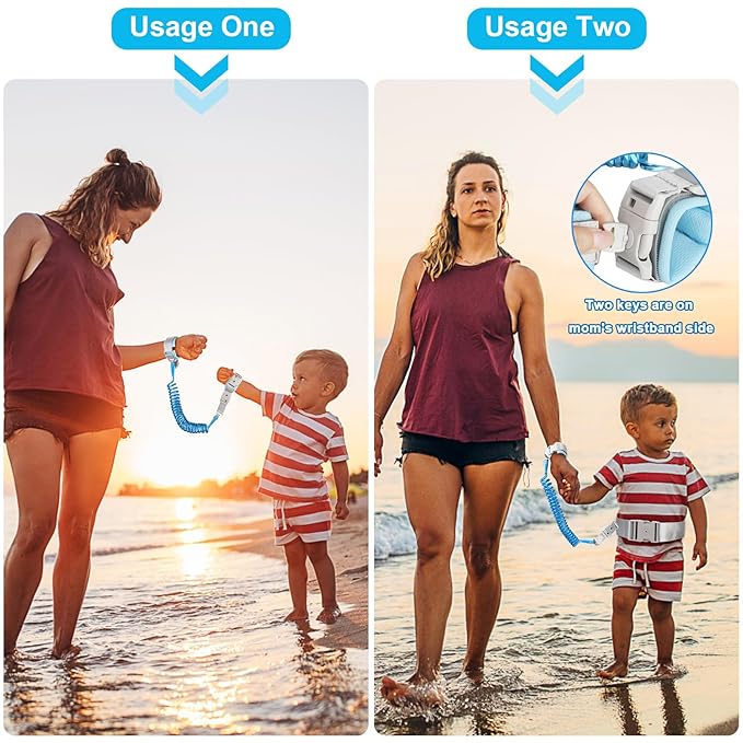 Accmor Reflective Toddler Belt Leash, 2 in1 Anti Lost Wrist Link for Baby, kid Anti Lost Waist Band Child Leash with Lock for Boys Girls, Child Walking Harness Wristband Rope Tether for Outdoor Travel