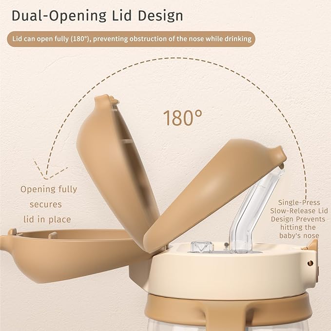 Evorie Tritan Spill Proof Toddler Straw Sippy Cup, 10 oz for Baby and Toddlers 1-3 Years Old, No Spill Straw Water Bottle with Removable Handles, Ideal for School, BPA-Free, Capybara (NEW)