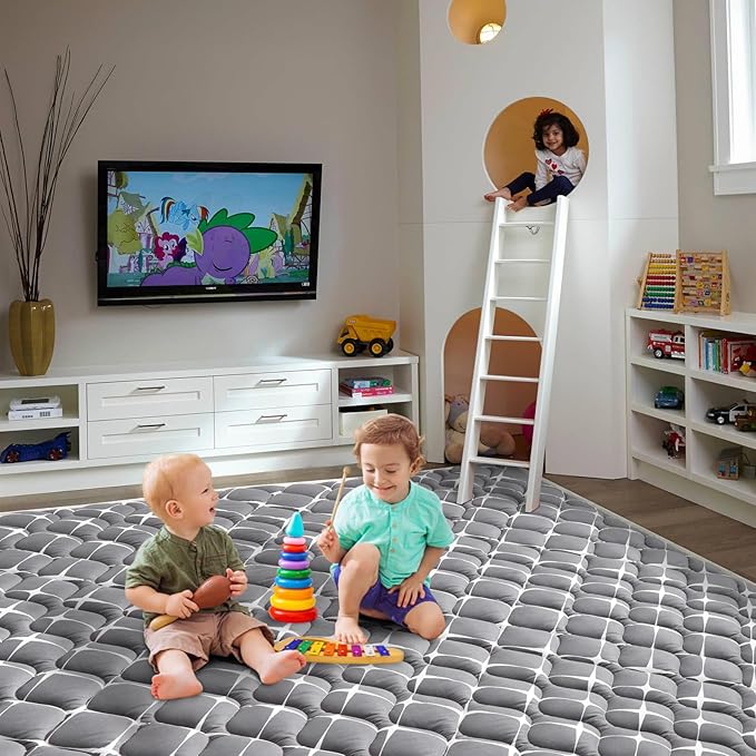 Baby Play Mat - 79" X 71",Premium Thicker Foam One-Piece Crawling Mat, Machine Washable, Extra Large Anti-Slip Activity Playmat for Babies, Toddlers & Infants