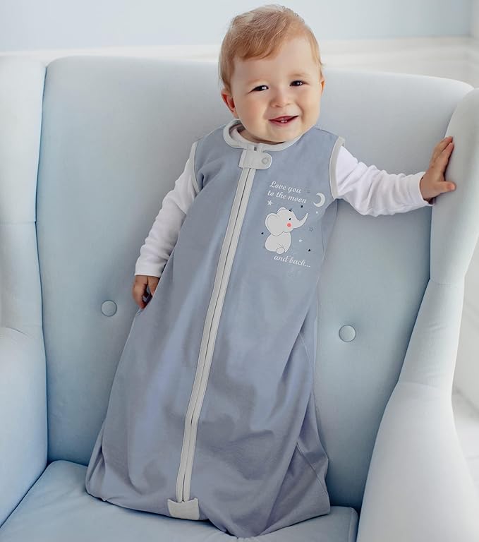 Baby Sleep Sack 1.0 TOG, Organic Cotton Baby Wearable Blanket with Two-Way Zipper, Swaddle Transition Baby Sleeping Bag, All-Season Sleep Sack for Newborn Infant Toddler Boy Girl, 6-12 Months, 1-Pack