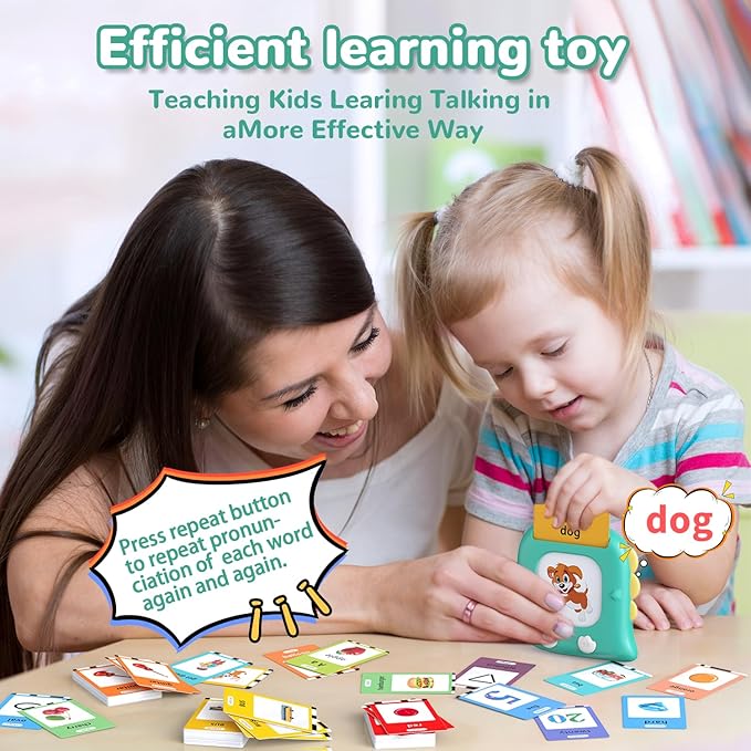 Kidzdo Dinosaur 254 Words Talking Flashcards, Birthday Gifts for 2 3 4 5 6 Years Old Boys and Girls, Educational ABCs LearningToy, Pocket Speech Language Therapy Toys for Autism Kids Ages 1-6, Green