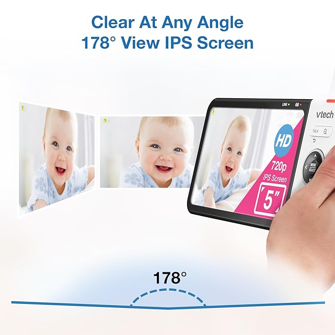 VTech VM928-2HD 5” 720p HD Display 2 Cameras Baby Monitor,110 Wide Angle View,Remote Pan-Tilt-Zoom,Night Vision,Up to 1000ft Range,Temperature Sensor,9 Soothing Sounds & Lullabies,2-Way Talk,No WiFi