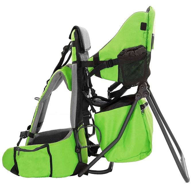 ClevrPlus Cross Country Baby Backpack Carrier, Green, Toddler Hiking Backpack with Comfortable Seat, Adjustable Straps & Belt, Foldable Frame Lightweight Large Capacity Child Carrier for Outdoor