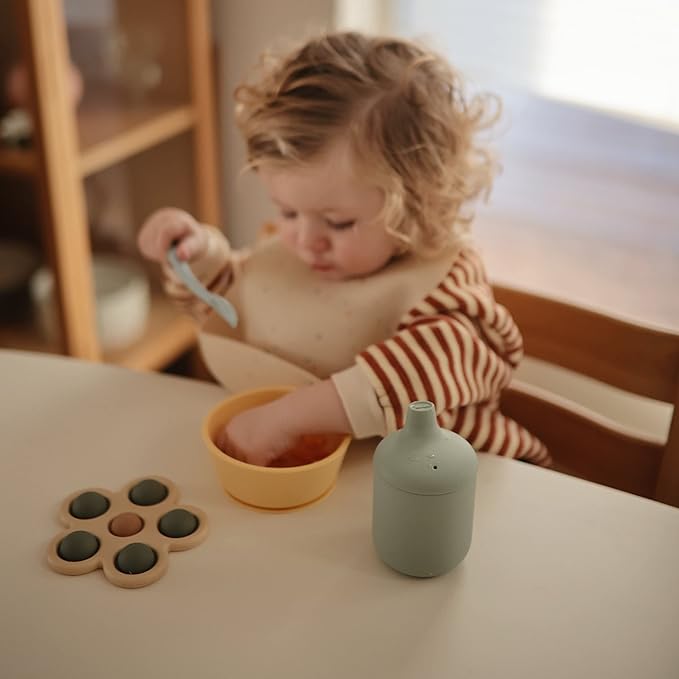 mushie 100% Silicone Baby Sippy Cup | 6 Months+ (Powder Blue)
