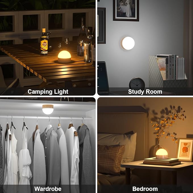 Kintion Night Light, Dimmable 8 Color Portable LED Night Light, 1800mAh Rechargeable Nursery Light Lamp, Soft Eye Caring Warm White, White, Red, Blue, Green Color Lighting for Sleep Aid (Brown, 1pcs)