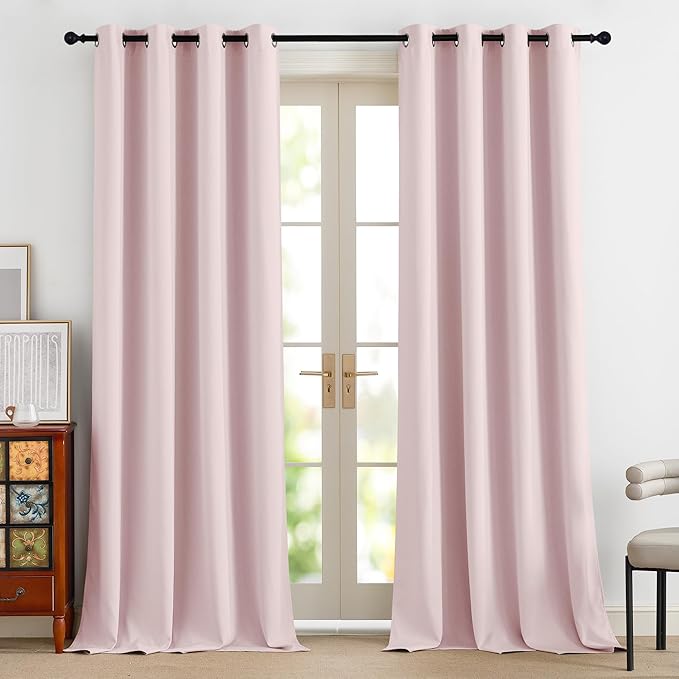 NICETOWN 100% Blackout Nursery Curtains 96 Inches Long, Thermal Insulated Window Drapes Room Darkening Curtains for Baby Bedroom with Grommet Top, 52W x 96L, 2 Panels