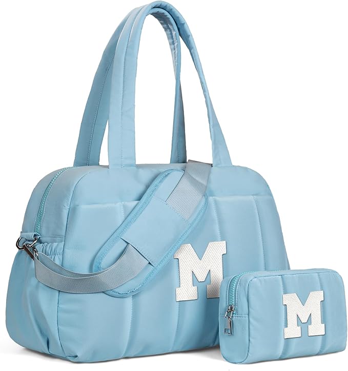 Duffle Bag, Weekender Bags for Girl，Initial Overnight Bag with Wet Pocket，Lightweight Dance Bags Personalized Gymnastics bag with Makeup Pouch-Birthday Gifts for 10 11 12 13 Year Old Girls