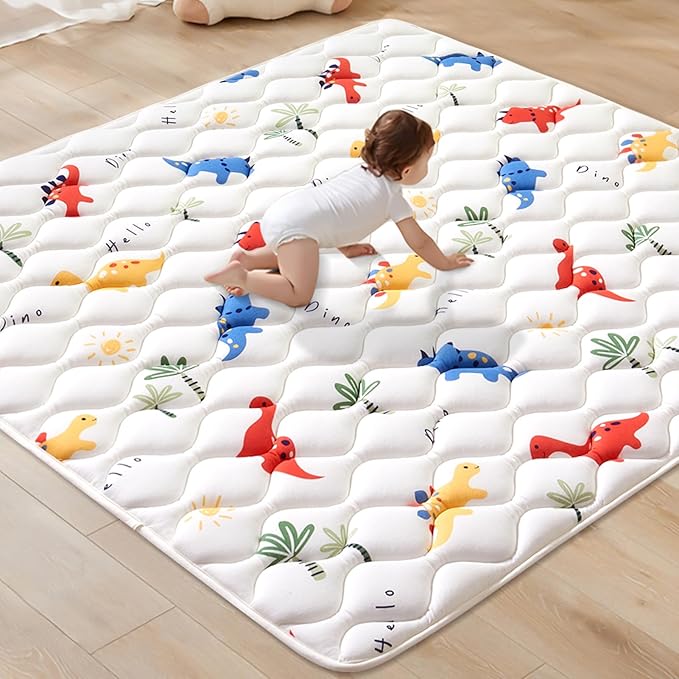 Odorless Premium Foam Baby Play Mat 47" x 47", Soft Microfiber Fabric Crawling Mat for Floor- Comfortable and Hypoallergenic, Non-Slip Cushioned Floor Playpen mat for Infants,Babies,Toddlers