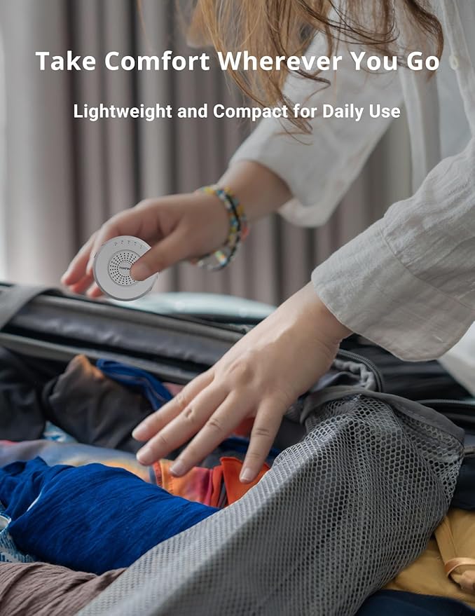 FOXFINE White Noise Machine, Portable Sound Machine with 36 Soothing Sounds, Focused Light, Timer, for Sleeping, Baby, Adults, Home & Travel, Gray