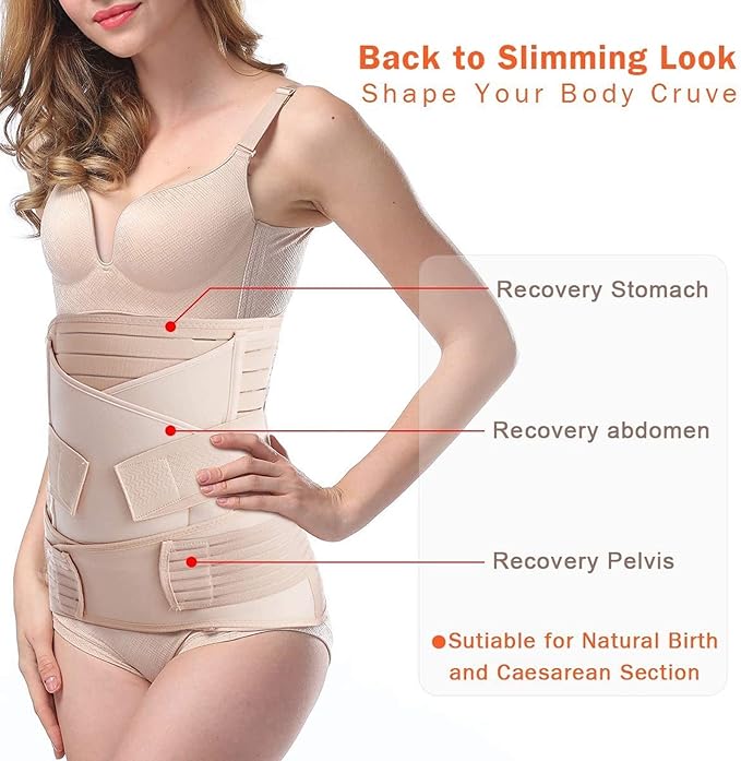 TiRain 3 in 1 Postpartum Belly Support Recovery Belly/Waist/Pelvis Belt C Section Postpartum Belly Wrap Band Corset waist trainer