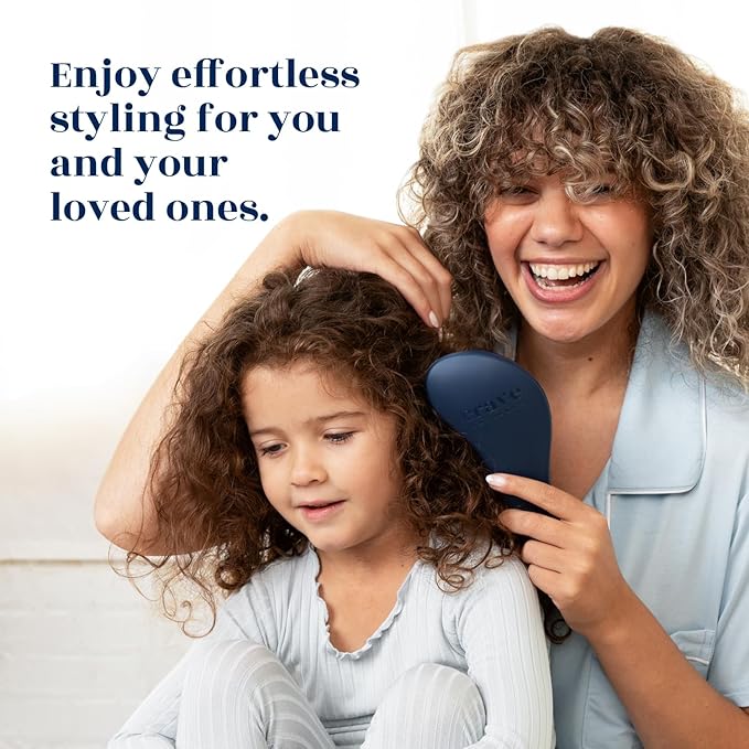 Crave Naturals Glide Thru Hair Brush - Detangler Brush for Curly, Straight, Wet or Dry Hair - Gentle Detangling Brushes for Adults, Kids, Toddlers - Hair Accessories for Women, 7.5"x3" - Blue