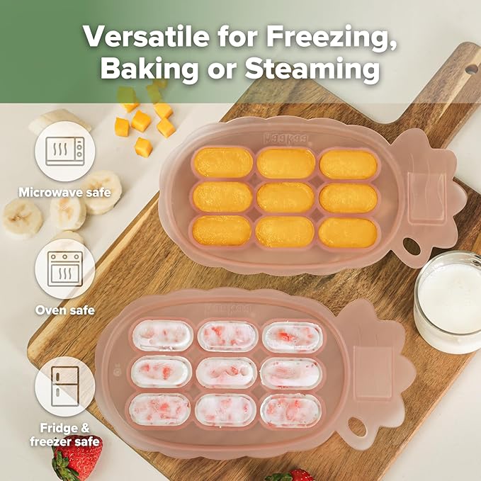 Haakaa Silicone Nibble Freezer Tray -Breastmilk Teething Popsicle Mold - Baby Fruit Food Feeder Teether Tray - Baby Food Maker - Ice Cube Tray - 4 Months+ Babies - BPA Free - Blush