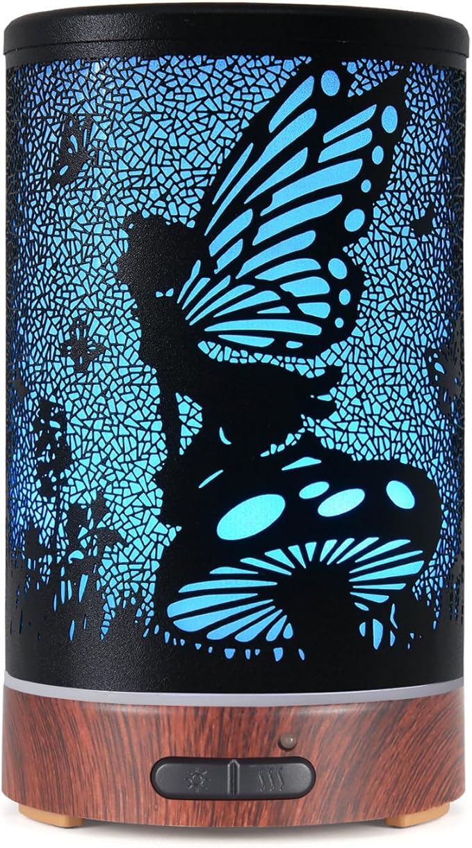 Essential Oil Diffuser, Ultrasonic Diffuser for Essential Oil, Cool Mist Humidifier Aromatherapy Diffuser with 7 Color Lighting Changing Modes, Waterless Auto Shut-Off for Home（Flower Fairy）