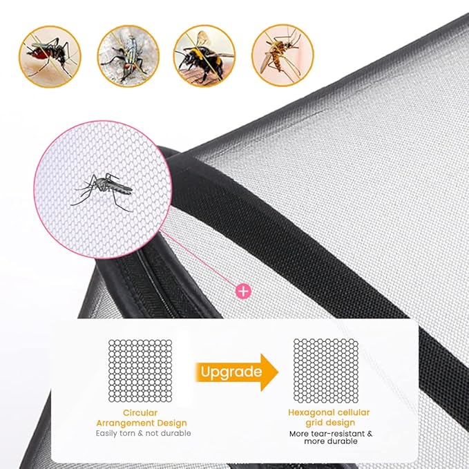 Orzbow Universal Mosquito Net for Stroller, Baby Bug Net with Two-Way Zippers & Storage Bag, Breathable & Foldable Mosquito Nets for Strollers, Car Seat, Bassinet, Cradle, Portable Mini Crib, Black