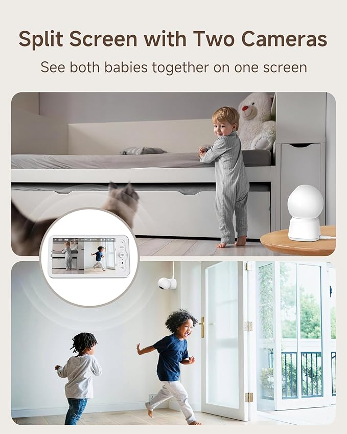 ARENTI WiFi Baby Monitor, 5-inch Wireless Display, 1080p PTZ Camera, Free Smartphone App, Encrypted Connection, Lullaby, Super Night Vision, Auto Tracking, Temp Sensor, Support Local Storage(B2 Kit)