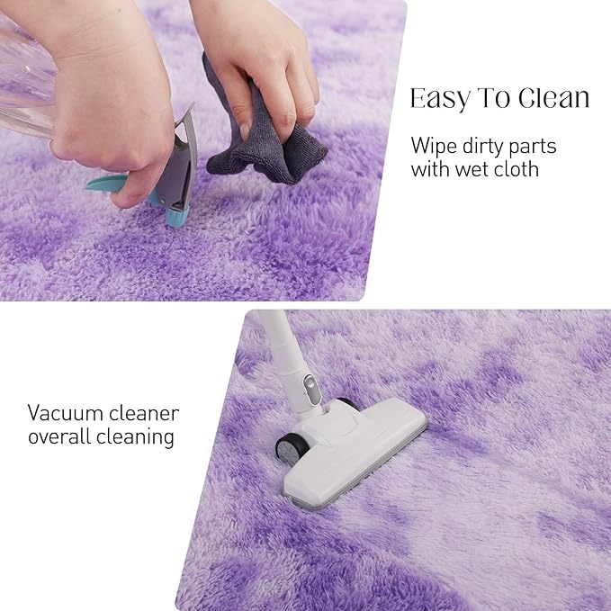 Luxury 3x5 Area Rug, Ultra Soft Rugs for Living Room, Plush Carpet Rugs for Bedroom, Non-Slip Indoor Rug for Nursery, Study Room, Playroom, Home Decor, Tie-Dyed Purple