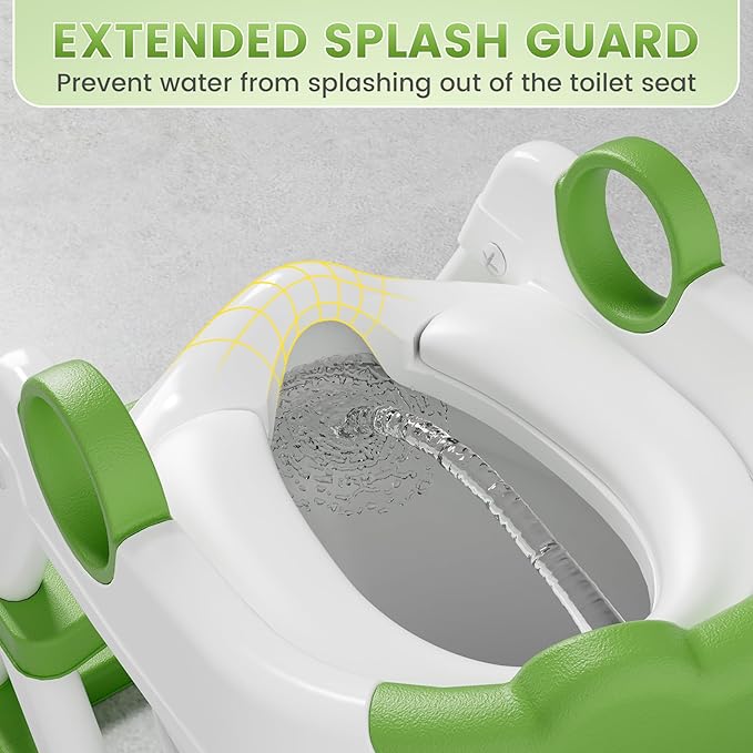 Frog Toilet Seat, Potty Training Seat for Toddler, Upgrade Potty Training 2 in 1 Toddler Toilet Seat for Boys Girls,Waterproof Soft Mat Non-Slip Step Stool